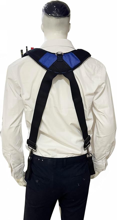 Tool Belt Suspenders for Work Belt Heavy Duty Padded with Magnetic WristBand Attachment Loops for Men