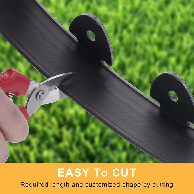 No Dig Landscape Edging Kit 60FT 2IN Tall with Scissors, Heavy Duty PP Material Garden Edging with 54 Anchoring Spikes, Edging for Landscaping, Garden, Black