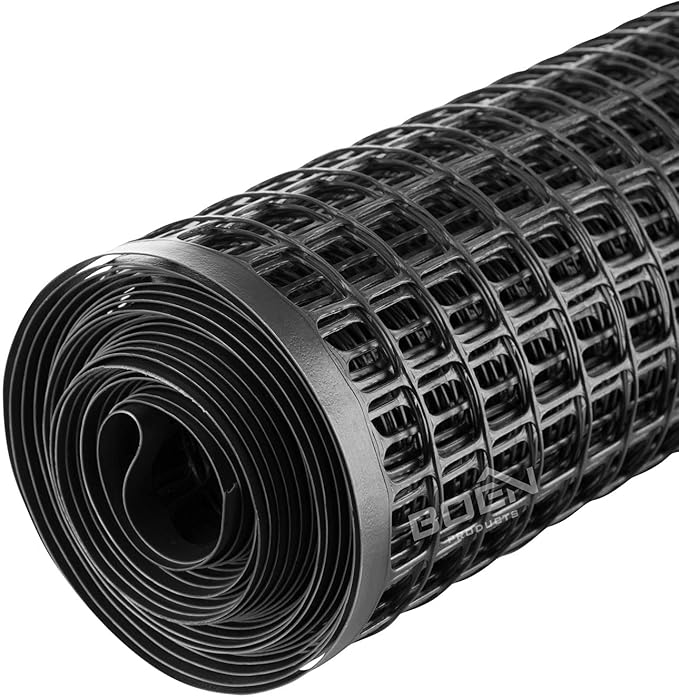 BOEN Garden Fence Temporary Barrier Outdoor Fence for Dog, Rabbit or Deer, Garden Netting Plastic Mesh Plant Protection (4' x 75', Black)