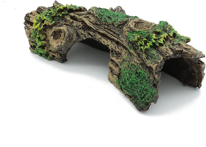 JIH Aquarium Decorations Resin Hollow Tree Trunk Ornament, Bettas House Cave Wood House Decor for Fish Tank (HS-SP207)