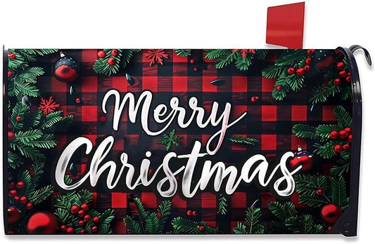 Nanikore Christmas Mailbox Cover Magnetic Standard Size 21 X 18 Winter Christmas Waterproof Post Box Cover Wraps Garden Yard Decor for Outdoor