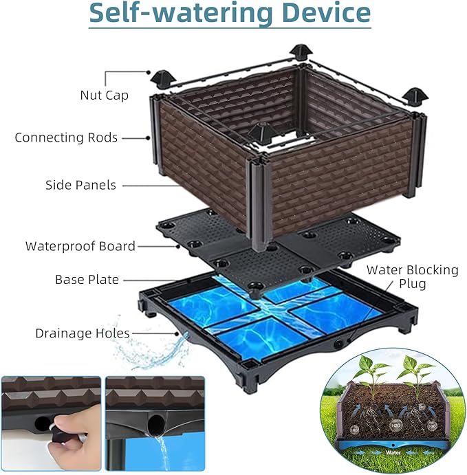 Large Planters for Outdoor Plants - Deepened 20" H, Raised Beds for Gardening Self Watering, Elevated Planter Box with Legs, Rectangular Garden Planters for Outdoor Plants Flowers, 94.4"L x 15.7"W