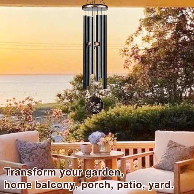 Large Wind Chimes for Outside, 48" Vintage Hummingbird Deep Tone Wind Chime Outdoor Clearance with Heavy Tubes, Patio Porch Balcony Decoration, Garden Hanging Decor Gifts for Women Men
