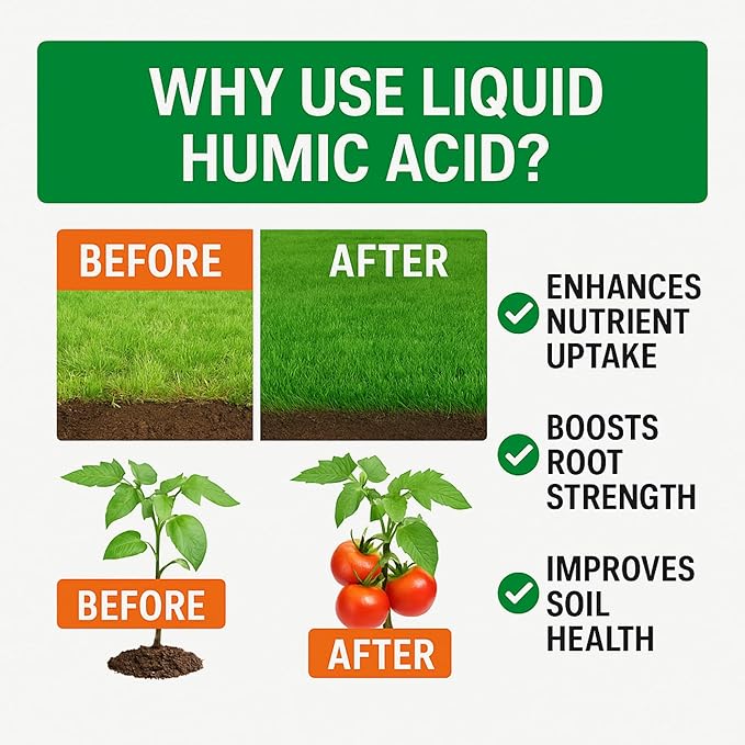 GS Plant Foods Humic Acid Soil Amendment – Leonardite-Derived Liquid Concentrate for Improved Soil Structure & Nutrient Availability – OMRI Listed for Organic Use – 1 Gallon