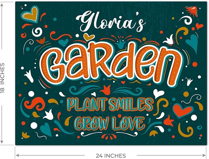 Custom Garden Signs, Personalized Sign For Garden, For Christmas, Mom, Her Or Girlfriend Sign, 18x24 Inches, Rust Free .063 Aluminum, Fade Resistant, Made in USA by Sigo Signs