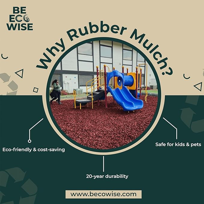 – 100% Wire-Free Premium Grade Shredded Rubber Mulch for Playgrounds & Landscaping | Safe for Kids & Pets, No Replacement Needed, Ultra Durable | Red, 20 lb (1.2 cu ft)