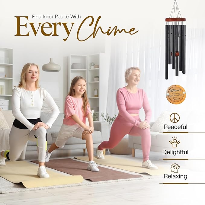 Personalized Memorial Wind Chimes with Custom Photo Pendant & Letter from Heaven | Sympathy Gift for Loss of Loved One, 32-Inch Outdoor Chime for Remembrance (Mother)