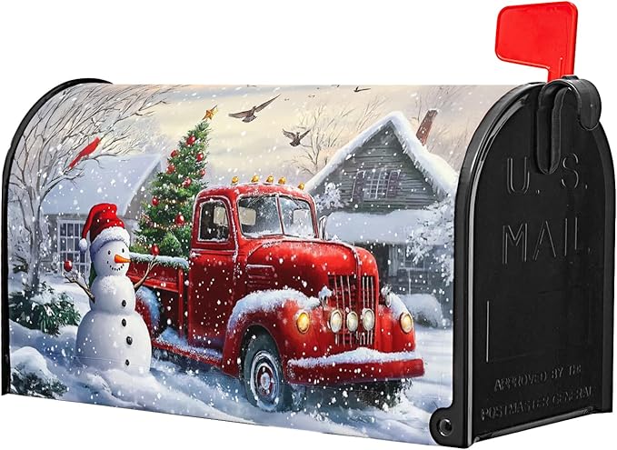 Winter Magnetic Mailbox Cover Snowman Snowflakes Mailbox Cover Magnetic Standard Size 18 X 21 Inch Christmas Mailbox Post Cover Mailbox Wraps Mailbox Decor for Home Garden Outdoor Yard