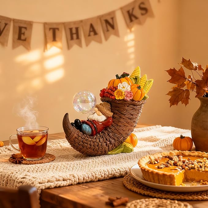 Fall Gnomes Indoor Thanksgiving Gnomes Decorations Tabletop Cornucopia for Fall Gnome Decorations for Home Themed Dream of Harvest Pumpkin Gnome Figurines Autumn Gifts Thanksgiving Home Decor Indoor