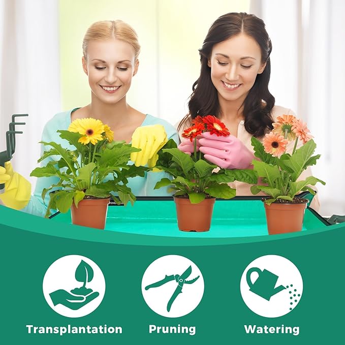 (BFCM Deal) SPONDWILD Repotting Mat for Indoor Plants - 27" x 27" PE Plant Repotting Mat, Succulent Potting Mat and Portable Gardening Mat, Mess Control Plant Mat, Plant Gifts for Women and Men