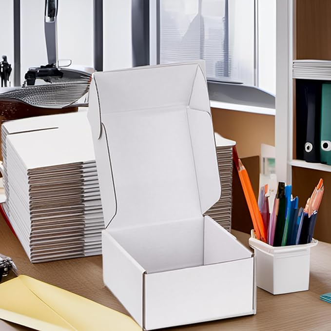 Small Shipping Boxes 8x8x4 Inch (25 Pack) - Sturdy White Corrugated Cardboard Boxes for Small Business, Ecommerce, Mailing & Packaging | Recyclable Gift & Storage Boxes