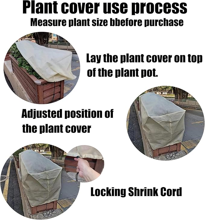 EJW Plant Covers Freeze Protection Planter Cover,Frost Cloth,n,59'' x 17'' x 15.7'' Outdoor Plant Cold Protection, Outdoor Plant Frost Fabric, for Flower Box, Balcony Planter 2 Piece Set
