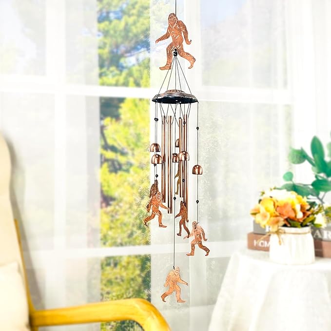 Christmas Gifts for Men Bigfoot Wind Chimes Outdoor Big Foot Sasquatch Gifts for Women/Dad/Grandpa Birthday Metal WindChimes for Outside/Indoors, Home, Lawn, Patio, Garden Decor, Yard Decoration