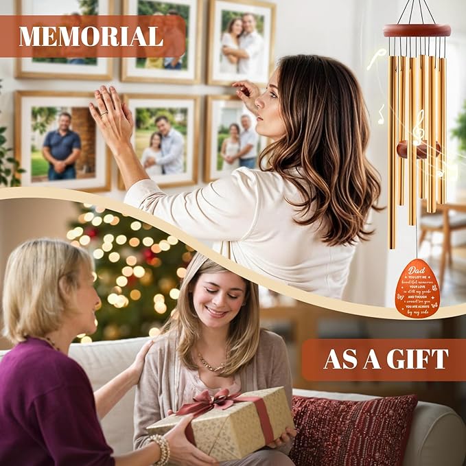 Memorial Sympathy Gifts for Loss of Dad, Memorial Wind Chimes for Loss of Father, in Memory of Father Sympathy Gifts for Christmas Fathers Day for Garden Home Outdoors