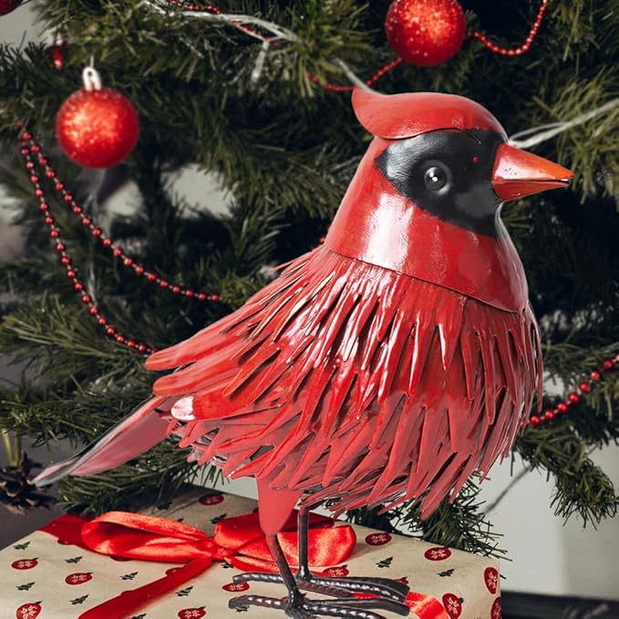 Natelf Cardinal Statue Metal Bird Yard Art, Garden Sculptures & Statues Large Red Birds Outdoor Decor, Gifts for Christmas/Mom/Grandma/Wife/Daughter/Sister/Aunt