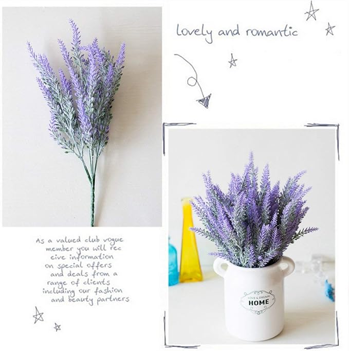 CATTREE Artificial Lavender for Decoration, Fake Flowers Flocked Plants Plastic Faux Flower Bundles Outdoor Indoor Wedding Bouquet Kitchen Table Centerpieces Arrangements DIY Decor - Purple 5 Pack