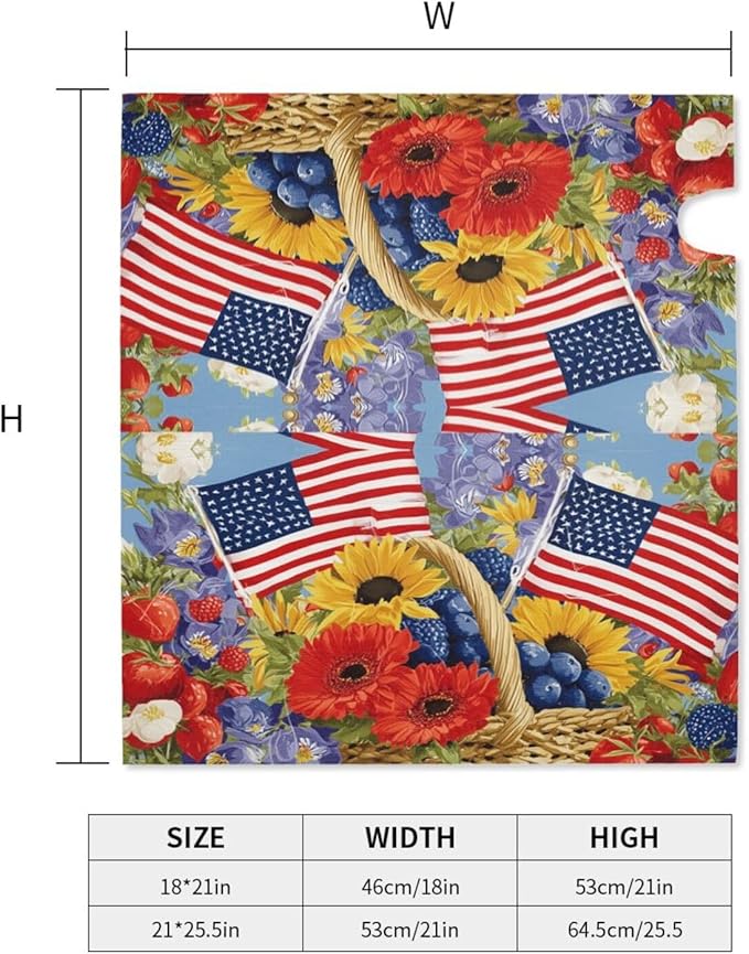 4th of July American Flag Floral Mailbox Covers Magnetic Letterbox Covers 21x18 Inch for Garden Outdoor Decoration