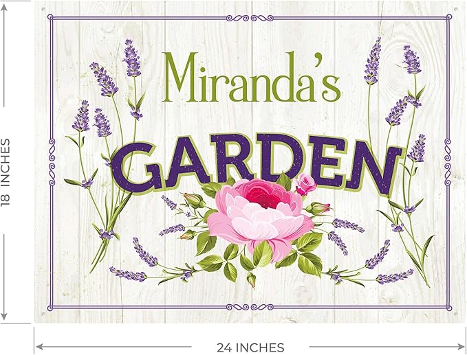 Custom Garden Sign, Christmas Present, Personalized Name/Text for Backyard Décor Sign, 18x24 Inches, Rust Free .063 Aluminum, Fade Resistant, Made in USA by Sigo Signs