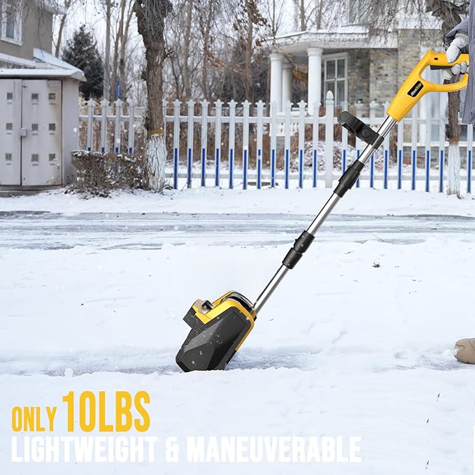 20V 13-Inch Cordless Brushless Snow Shovel, Cordless Snow Blower with Two 4Ah Battery, Battery Snow Blower with Directional Plate & Adjustable Front Handle (2 * 4Ah Battery & Quick Charger Included)