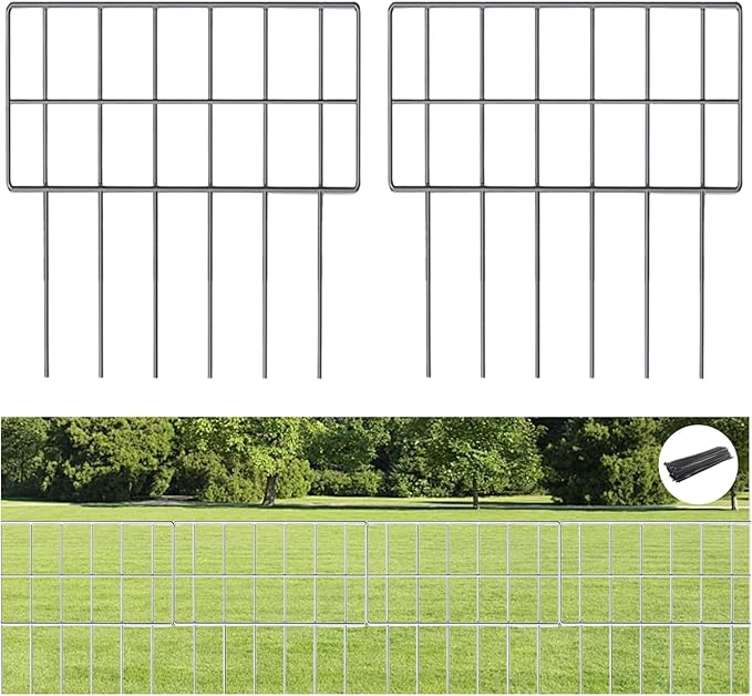 30 Pack Garden Fencing Animal Barrier, 17In(H) X32.4Ft(L) Animal Barrier Wire Fence, 2.16 Gap Rustproof Metal Border for Dog Digging, Ground Defense Border Fence for Outdoor Yard Patio.