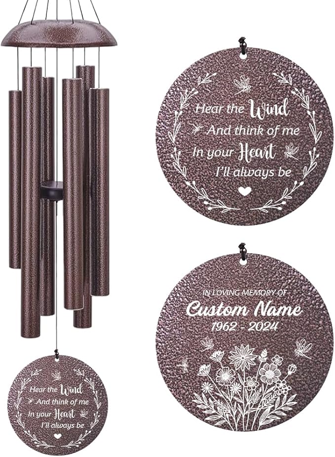 Personalized Wind Chimes, Wind Chimes for Loss of Loved Father/Mother/Lover, Commemorative Sympathy Bereavement Gifts for Condolences/Funeral, Product in USA