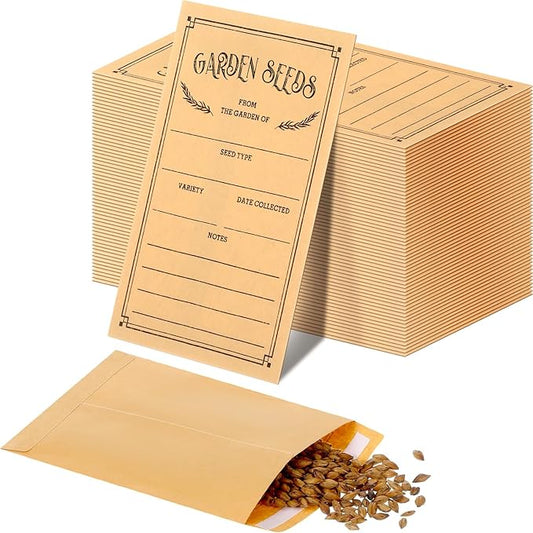 Zubebe 150 Pieces Seed Saving Envelopes Packets Resealable Self Adhesive Paper Envelopes for Flower Vegetable Seeds Storage 3.15 x 4.72 Inch (Brown)