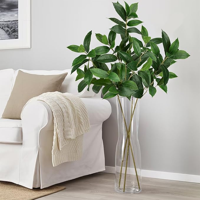 40.5 Artificial Greens Branches 3Pcs Fake Leaf Stem Eucalyptus Branches Faux Plants for Home Bedroom Office Wedding Vase Table Centerpiece Decoration