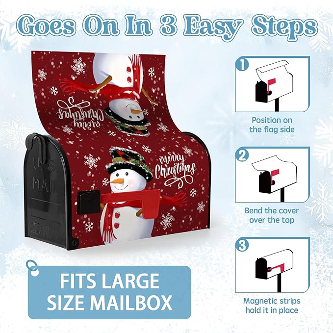 Christmas Snowman Mailbox Cover Winter Red Santa Claus Large Size Mailbox Covers Merry Christma Magnetic Mail Box Wrap Cardinal Bird Dust-Proof Postbox Covers Oversized 25.5 X 21 Inch