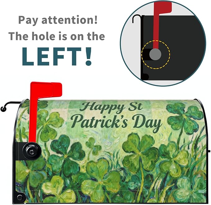 St. Patrick's Day Mailbox Covers Magnetic Standard Size Saint Patricks Shamrock Lucky Clover Plaid Spring Holiday Outdoor Decorative Letter Box Cases for Home Garden Outside Decor, 21x18 Inch