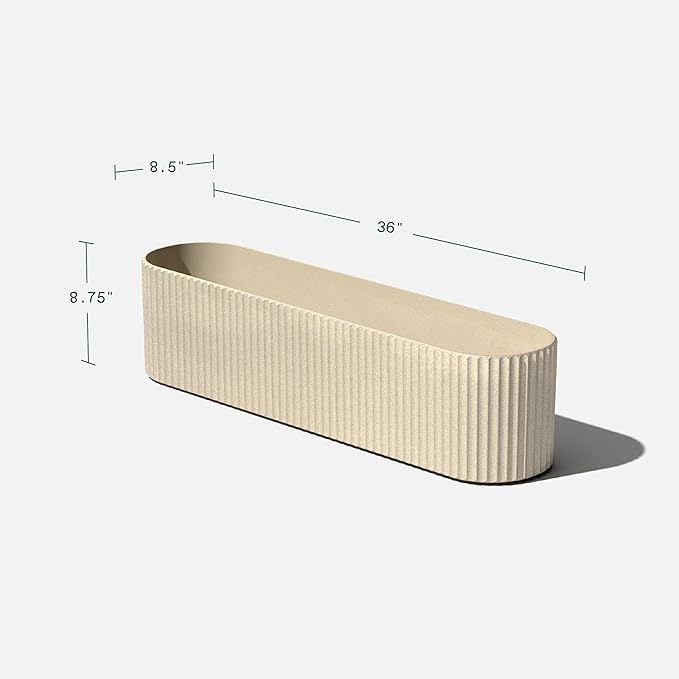 Veradek Demi Series Window Box Planter - Long Planter Box for Windowsill/Balcony | Durable Plastic-Stone Composite Material | Modern Décor for Flowers/Herbs