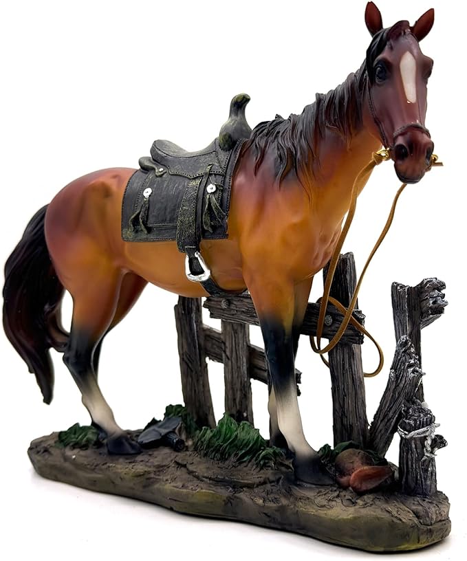 10 INCH Horse Statue Figurine Sculpture Resin Collectible Gifts for Horse Lover Office Home Decor Desk Accessories Decoration Garden Figurines Outdoor Decor (Brown)