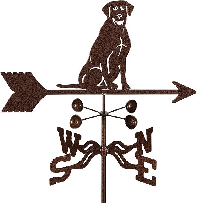 EZ Vane Labrador Retriever Dog Weathervane — Roof Mount, Wind Cups, Antique Copper Finish, Steel with Durable Triple Powder Coating, Handcrafted in USA
