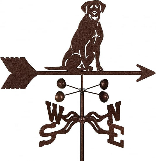 EZ Vane Labrador Retriever Dog Weathervane — 4-Sided Mount, Wind Cups, Antique Copper Finish, Steel with Durable Triple Powder Coating, Handcrafted in USA