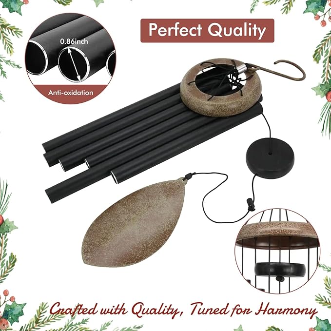 ASTARIN Wind Chimes for Outside, All Metal Tuned Wind Chime Outdoors, Sympathy & Memorial Wind Chimes for Mom Dad, Leaf Design, Box Included