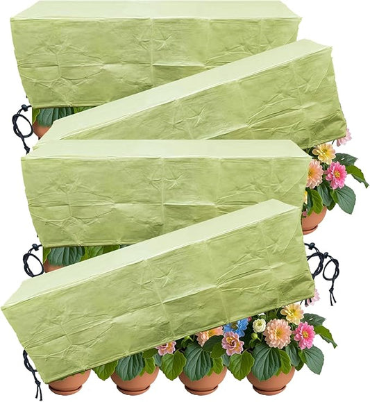 EJW Planter Cover, Frost Cloth,Plant Covers Freeze Protection，39'' x 17'' x 15.7'' Outdoor Plant Cold Protection, Outdoor Plant Frost Fabric, for Flower Box, Balcony Planter 2 Piece Set