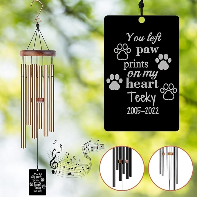 Pet Memorial Wind Chimes Engraved Personalized Wind Chimes for Loss of Loved Dog,Sympathy Wind Chimes for Outside,Bereavement/Remembrancegifts for Loss of Dog