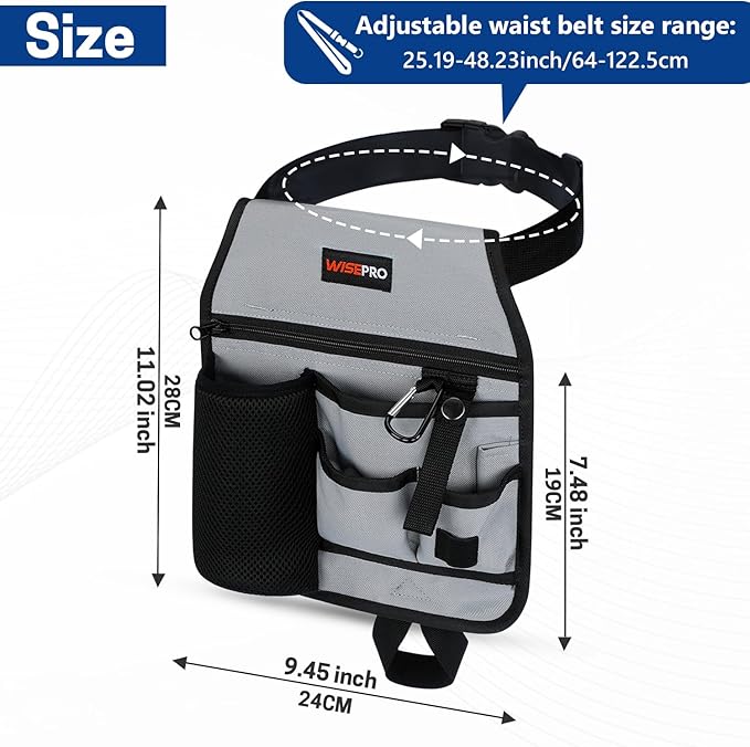 Garden Tool Belt, 6 Pocket Gardening Tool Waist Pouch with Adjustable Waist Strap, Gardening Belt Apron for Men Women