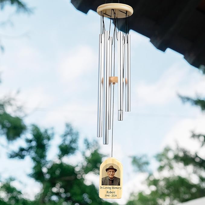 Memorial Wind Chimes with Photo, Jocidea Sympathy Gifts for Loss of Loved One, Remembrance Wind Chime, Personalized Memorial Gift, Bereavement Gift, in Loving Memory of