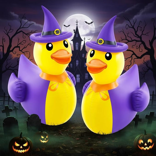 Hungdao 1 Pcs 4.6 Feet Giant Inflatable Halloween Duck Huge Halloween Large Blow up Rubber Duck for Parades and Trunk or Treats Party Supplies (Wizard)