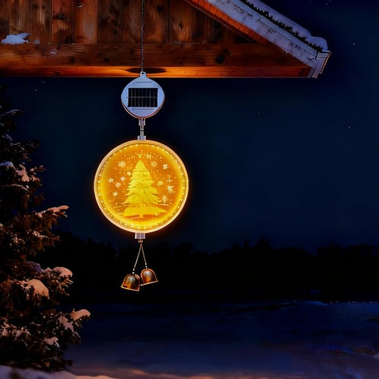 Solar Hanging Lights - Outdoor Indoor Christmas Decorations for Window, Garden, Patio, Porch,Holiday Home Decor, (Glowing Tree)