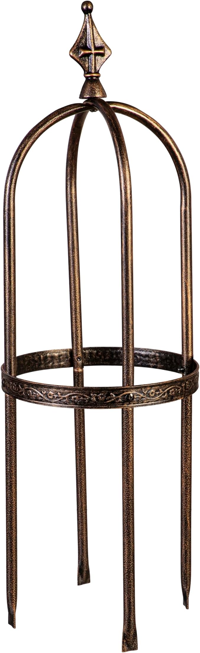 Evergreen Garden 5 ft Metal Garden Obelisk Trellis for Climbing Plants Vines, Clematis & Flowers | Outdoor & Indoor Plant Trellis for Potted Plants | Floral Pattern Arch Trellis (Antique Copper)
