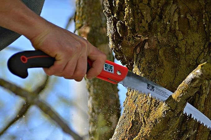 EZ KUT WOW Folding Saw 10” – Heavy-Duty Hand Saw for Tree Trimming, Pruning & Wood Cutting – Compact Foldable Design for Camping, Hunting & Survival – Razor Sharp SK4 Steel Blade