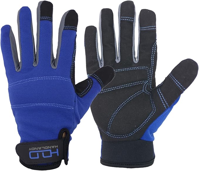 HANDLANDY Work Gloves for Men & Women, Utility Mechanic Working Gloves Touch Screen, Flexible Yard Work Gloves