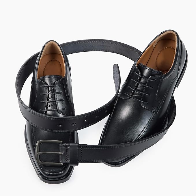 VATAN Men's Genuine Leather Casual Every Day Jeans Belts, Handmade Men Leather Belt with Gift Box