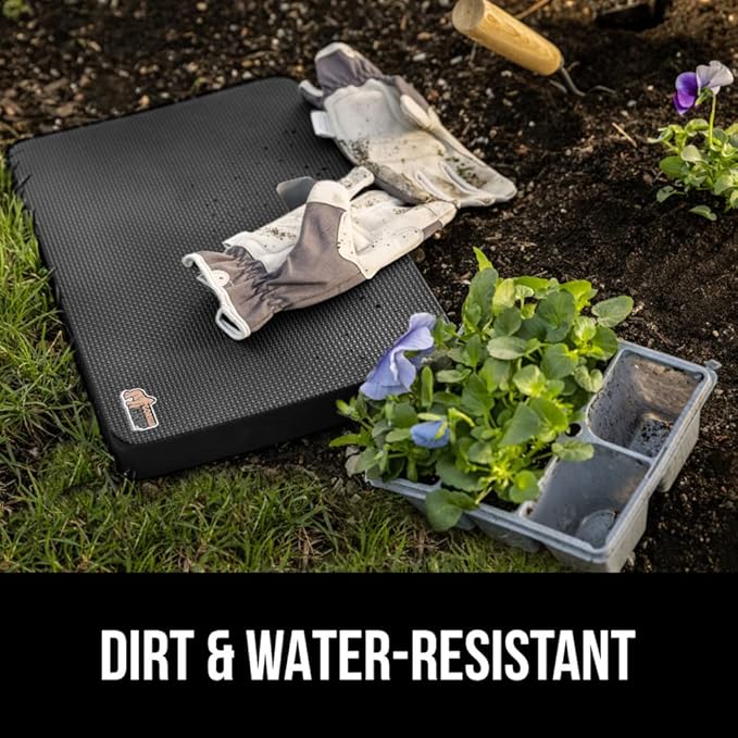GORILLA GRIP Extra Thick Patent Pending Soft Foam Kneeling Pad, Supportive Large Cushion Knee Pads for Gardening, Baby Bath Time, Dirt and Water Resistant, Workout and Garden Supplies, 17.5x11, Black