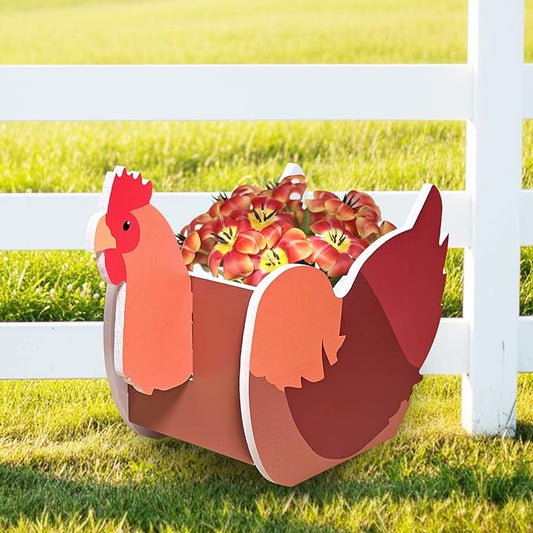Hen Planter, Cute Animal Shape Flower Planters, Plant Pots for Indoor/Outdoor Garden Decor, Unique Gifts/Souvenirs for Pet Lovers (Hen 2D)