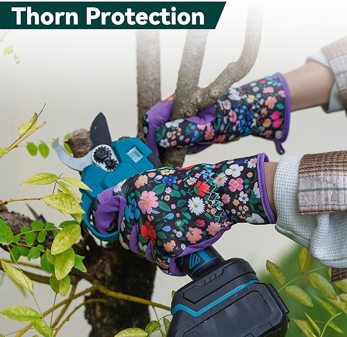 Gardening Gloves for Women, Printed Touchscreen Garden Gloves with Grip, Thorn-Proof Puncture-Resistant Work Gloves