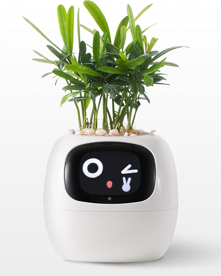 Plantagotchi AI Smart Plant Pot – Expressive Gesture-Controlled Planter with Light, Moisture & Temperature Sensors, App Care Guidance – Desk/Office Gift