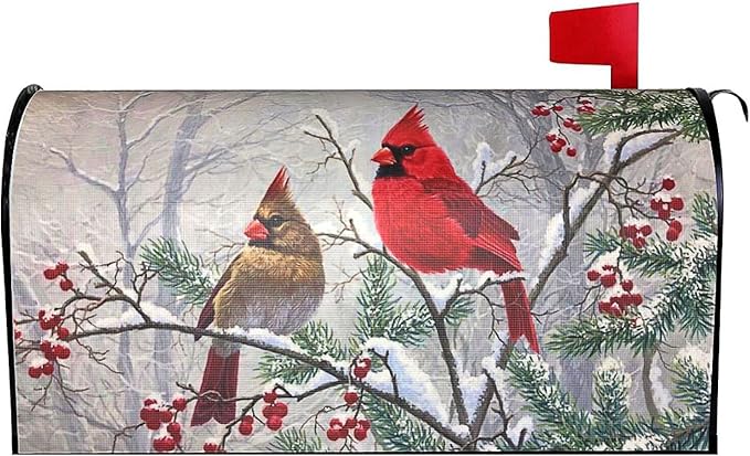 Winter Magnetic Mailbox Cover - Standard Size 18" X 21" - Holiday Garden Decorations for Outside