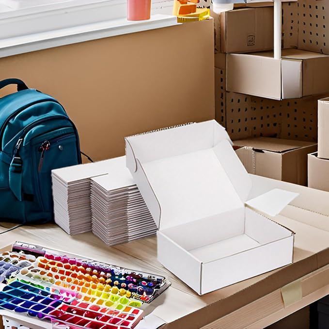 Small Shipping Boxes 9x9x3 Inch (25 Pack) - Sturdy White Corrugated Cardboard Boxes for Small Business, Ecommerce, Mailing & Packaging | Recyclable Gift & Storage Boxes